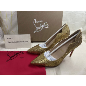Christian Louboutin Hot Chick 100 Pumps Strass Embellished Leather Gold
