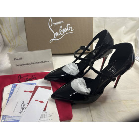Christian Louboutin Miss Z Strap 100 Mm Pumps Patent Calf Leather Black
