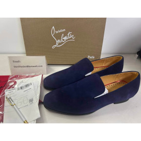 Christian Louboutin Danny Flex Loafers Reversed Nubuck Leather Zaffiro