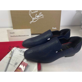 Christian Louboutin Dandy Chick Loafers Velvet Navy