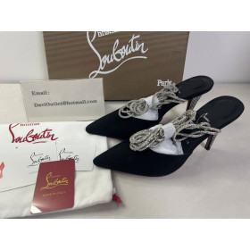 Christian Louboutin Astrid Lace Strass 85 Mm Strappy Pumps Velvet And Strass Black
