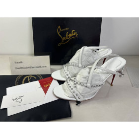 Christian Louboutin Tatooshka Spikes 100 Mm Strappy Sandals Kid Leather And Spikes Bianco