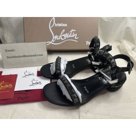 Christian Louboutin Pyrasand 30 Mm Strappy Sandals Waxed Calf Leather Black