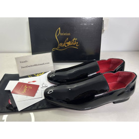 Christian Louboutin Dandy Chick Loafers Patent Calf Leather Black