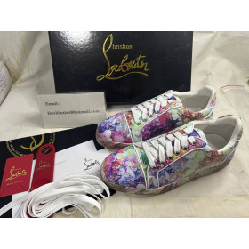 Christian Louboutin Vieira Sneakers Crepe Satin Blooming Print Multicolor