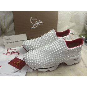 Christian Louboutin Spike Sock Sneakers Neoprene White