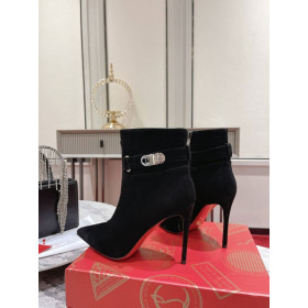 Christian Louboutin Spikita Booty Lock So Kate 100 mm Black Suede Calfskin