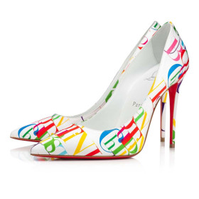 Christian Louboutin Pumps Kate 100 mm White-multi/lin Bianco Crepe Satin
