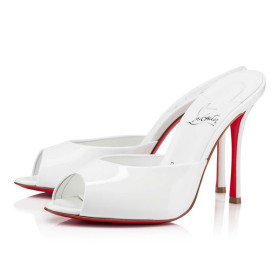 Christian Louboutin Pumps 100 mm Black/lin Black Bianco/lin Bianco Patent Calf Sandal