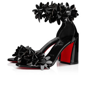 Christian Louboutin 85 mm Black/lin Black Patent Leather Sandal