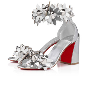 Christian Louboutin 85 mm Silver/lin Silver Calf Sandal