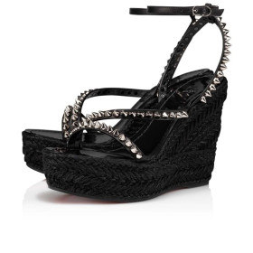 Christian Louboutin 120 mm Black/sv/lin Bk/black Calf Sandal