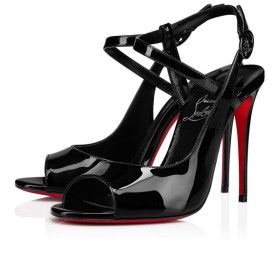 Christian Louboutin 100 mm Black/lin Black Patent Leather Sandal