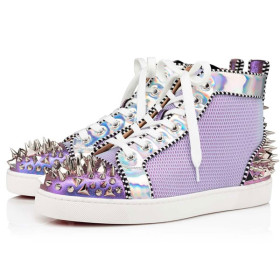 Christian Louboutin Lou Spikes Version Lilac Smoke Nylon