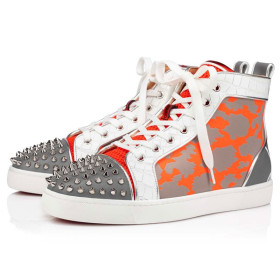 Christian Louboutin Lou Spikes Orange Version Multi Calf