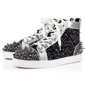 Christian Louboutin Lou Spikes Black/mix Black Suede