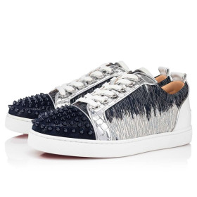Christian Louboutin Louis Junior Version Blue Ivoire Suede Leather