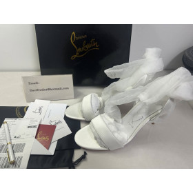 Christian Louboutin Sandale Du Desert 100 Mm Strappy Sandals Crepe Satin Ivory