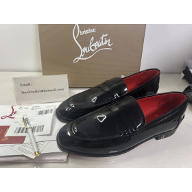 Christian Louboutin No Penny Loafers Patent Calf Black