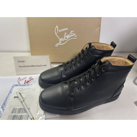 Christian Louboutin High-top Louis Spikes Black/black Calf Sneaker