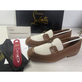 Christian Louboutin Chambelimoc Loafers Waxed Calf Leather Terra