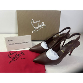 Christian Louboutin Hot Chick Sling Pumps 100mm Nappa Leather Nude 8