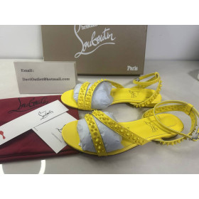 Christian Louboutin Mafaldina Flat Sandals Patent Leather Yellow