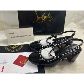 Christian Louboutin Janispikes 55 Mm Mary Janes Patent Leather Black