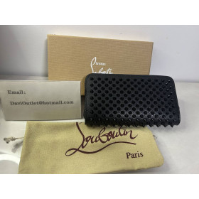 Christian Louboutin Panettone Wallet Calf leather and Spikes Loubinthesky Black