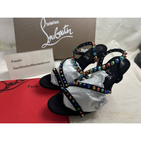 Christian Louboutin Sandal Spikita Strap 100 mm Black/multi/lin Bk Suede Leather