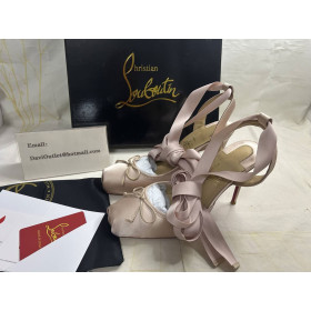 Christian Louboutin Cassia Lace Up 100Mm Strappy Pumps Crepe Satin Blush