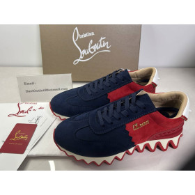 Christian Louboutin Loubishark Sneakers Suede Blue Red