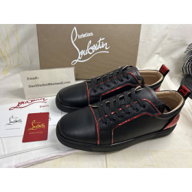 Christian Louboutin Fun Vieira Sneaker Calf Leather Black Red