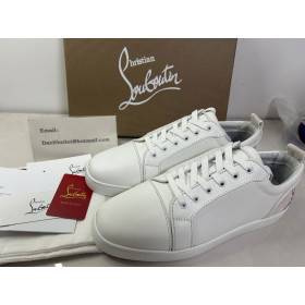 Christian Louboutin Fun Louis Junior Sneakers Calf Leather And Olona Canva White