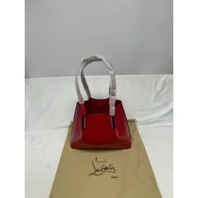 Christian Louboutin Cabarock Tote Bag Crocodile Embossed Calfskin Spikes Red