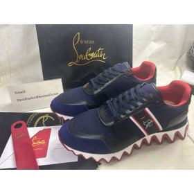 Christian Louboutin Nastroshark Sneakers Olona Canva And Calf Leather Navy