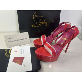 Christian Louboutin Loubi Queen Alta 150 Platform Sandals Patent Psychic Fuchsia