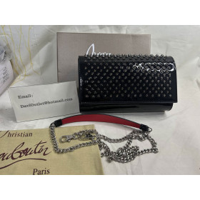 Christian Louboutin Paloma Clutch Calf Leather and Spikes Black