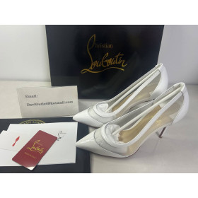 Christian Louboutin Galativi Pumps 85mm Mesh and Leather White