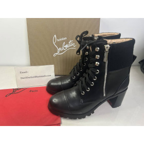 Christian Louboutin En Hiver Lug 70 Mm Low Boots Calf Leather Black Silver