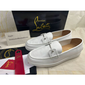 Christian Louboutin Chambeliboat Boat Shoes Calf Leather White