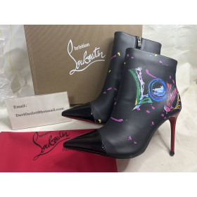 Christian Louboutin 'Love Is A Boot' Ankle Boots 100mm Calf and Patent Leather Multicolor