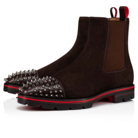 Christian Louboutin Boot Melon Spikes Dark Brown Calf