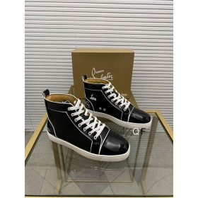 Christian Loubo Fun Louis High-Top Sneakers Patent Calf Leather Black