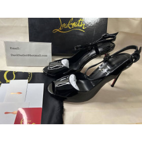 Christian Louboutin 100 mm Black/lin Black Patent Leather Sandal