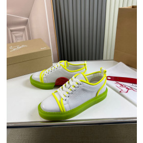 Christian Louboutin Adolon Junior Low-Top Sneakers Leather Neon Yellow