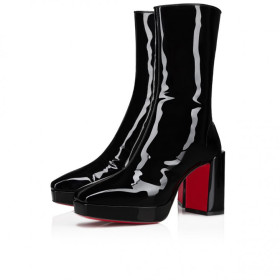 Christian Louboutin Alleo 90 Mm Low Boots Soft Patent Calf Leather Black