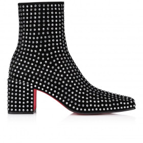Christian Louboutin Alleo Boot Strass Boum 70mm Veau Velours And Strass Boom Black