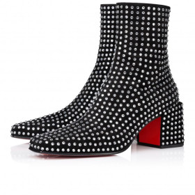 Christian Louboutin Alleo Boot Strass Boum 70mm Veau Velours And Strass Boom Black