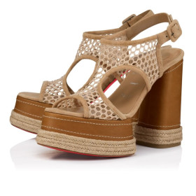 Christian Louboutin Almeja 130 Mm Espadrilles Mesh And Waxed Calf Leather Lionne
